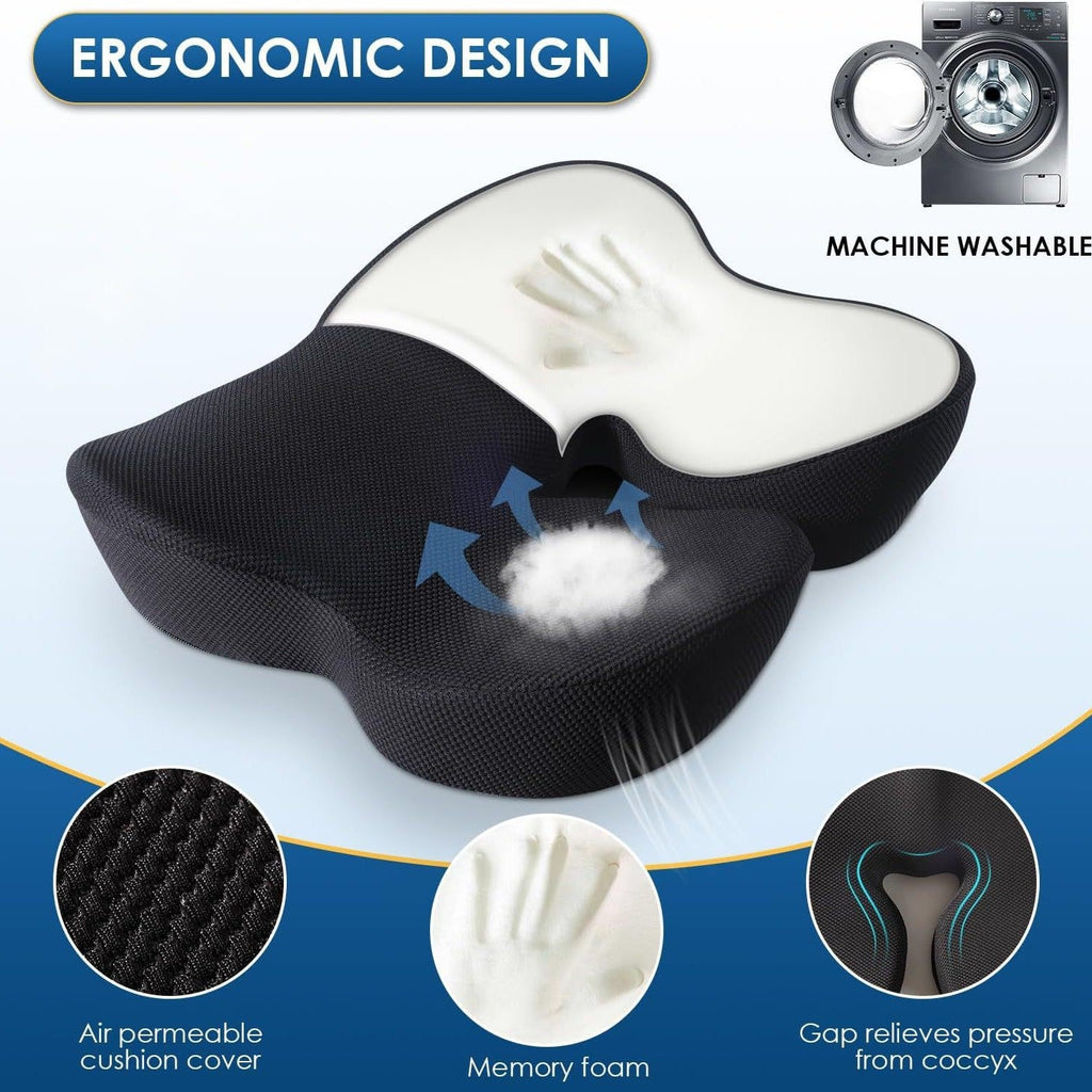 Cuscino Ergonomico HealSeat™ per Sedile, Allevia Dolore Coccige, Supporto Universale