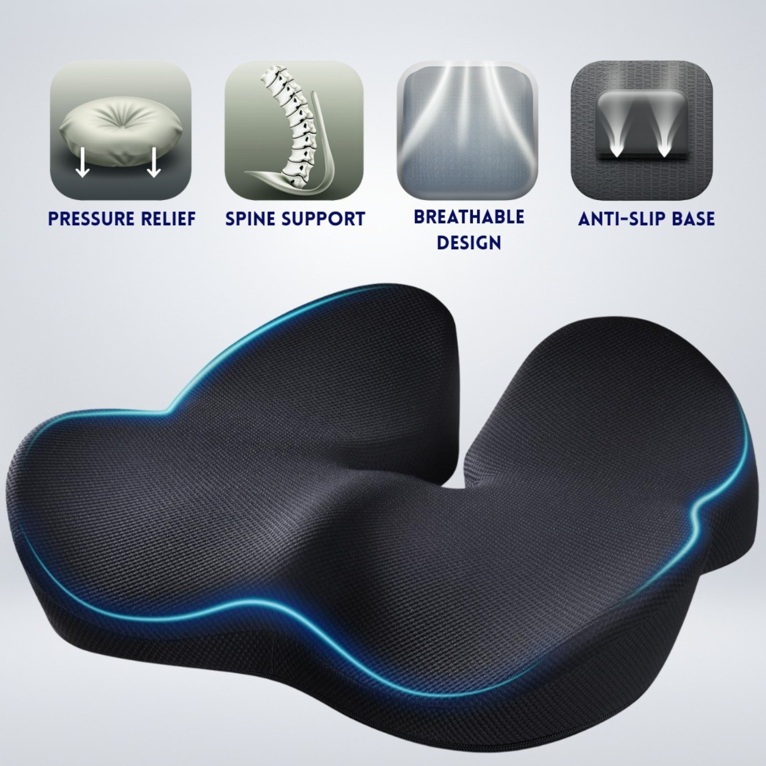 Cuscino Ergonomico HealSeat™ per Sedile, Allevia Dolore Coccige, Supporto Universale